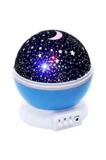 Lampă rotativă cu proiecție stele și lună – Albastră
