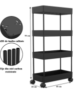 Etajeră mobilă cu roți – 4 rafturi de depozitare - imagine 2